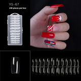 Nail Tips nail piece semi-matte 504 pieces boxed trapezoidal almond fake nail patch transparent and seamless nail art