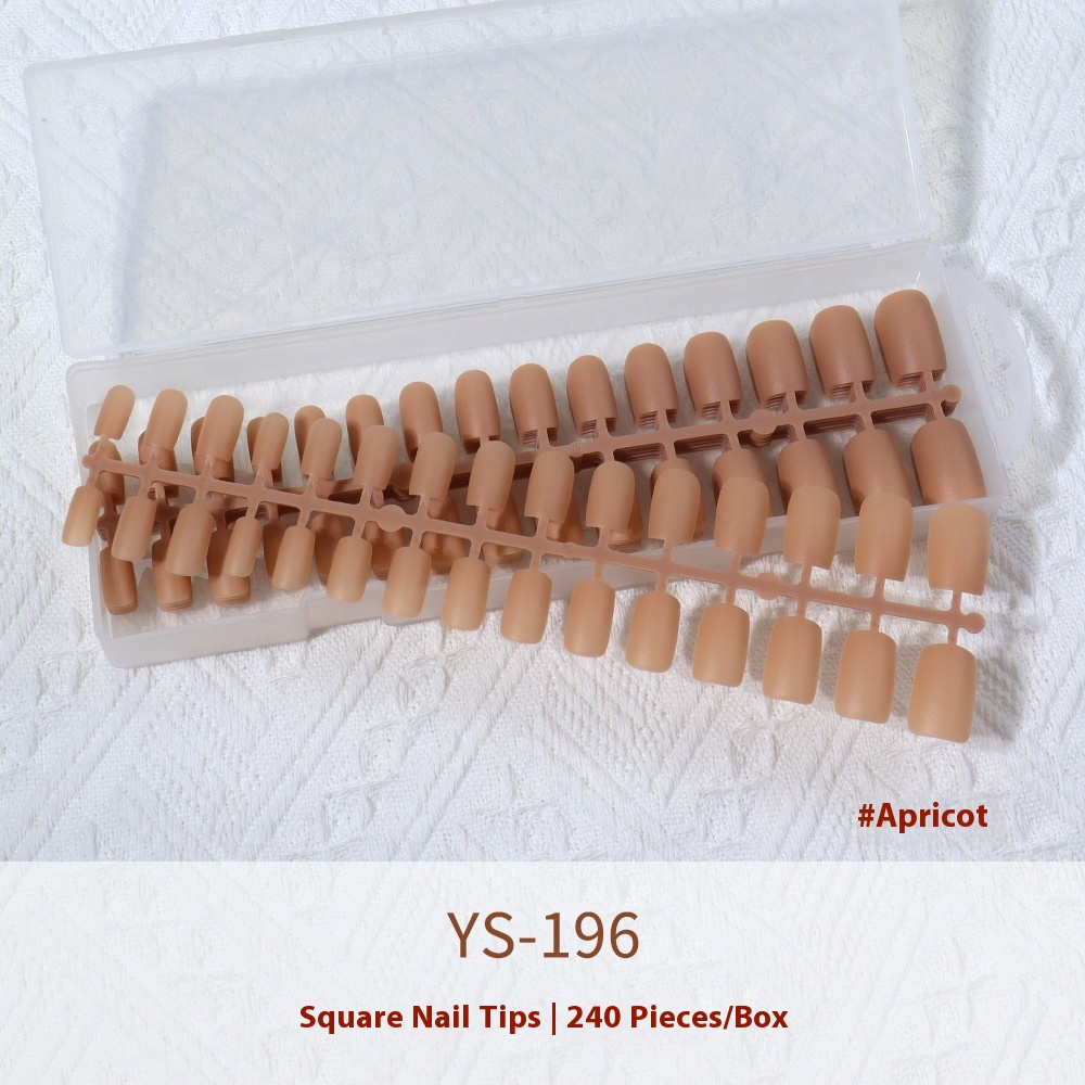 Nail Tips New nude matte, no-carving press on nails pads 240 pieces, boxed solid color seamless fake nail press on nails pads