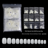 Nail Tips New short round nail piece, bagged short full sticker transparent fake nail manicure, hand-worn nail short square round nail piece