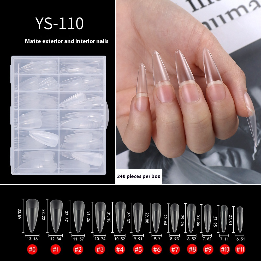 Nail Tips Transparent semi-matte nail art, special nail piece for press on nails piece, no trace 240 pieces, broken piece box, full sticker, matte fake nail.