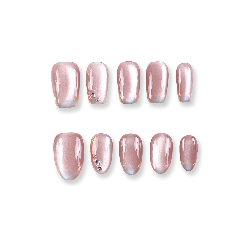 365Nails Rose Jelly Short Square Press-On Nails with Minimal Crystals