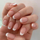 Wear nail short simple nail piece nail art finished French white edge short ballet nail sticker removable nail piece