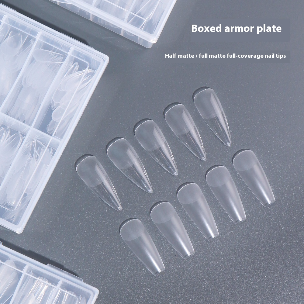 Nail Tips Transparent semi-matte nail art, special nail piece for press on nails piece, no trace 240 pieces, broken piece box, full sticker, matte fake nail.