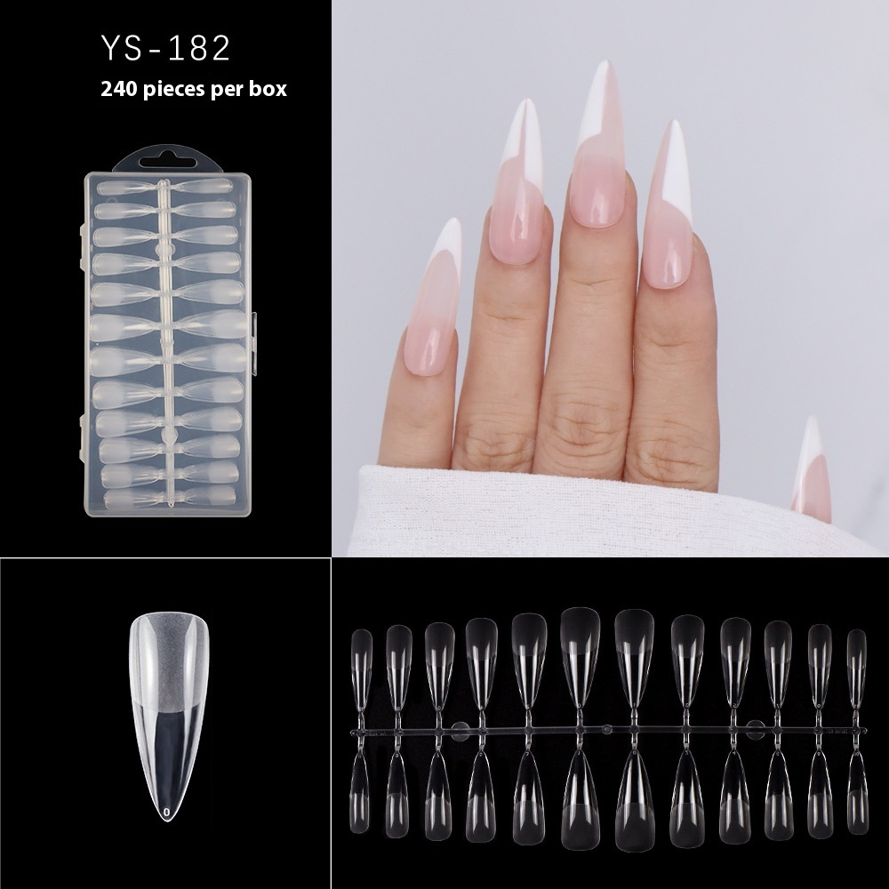 Nail Tips nail piece semi-matte 504 pieces boxed trapezoidal almond fake nail patch transparent and seamless nail art