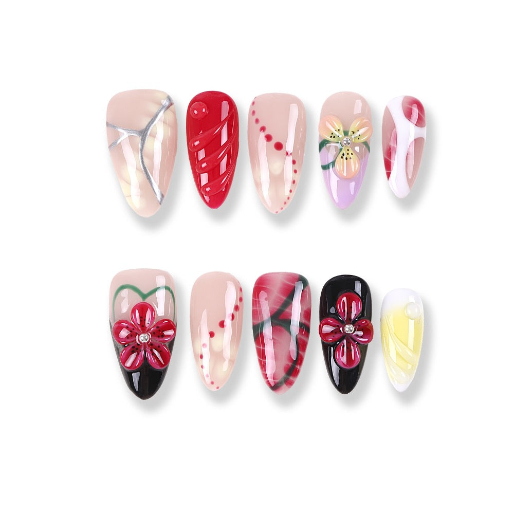 365Nails Ruby Bloom Mix Stiletto Press-On Nails