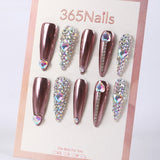 365nails rose-gold chrome with heart rhinestones luxury long press-onsSold in packs of 5. Minimum order: 1 pack (5 pcs). Quantity = number of packs. Qty 1 = 5 pcs