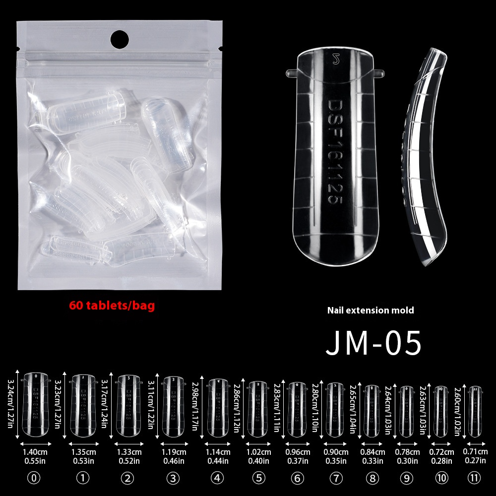 Nail Tips nail mold crystal without paper holder, rapid phototherapy, 60 nail extension tablets, bagged with graduated nail film, wholesale