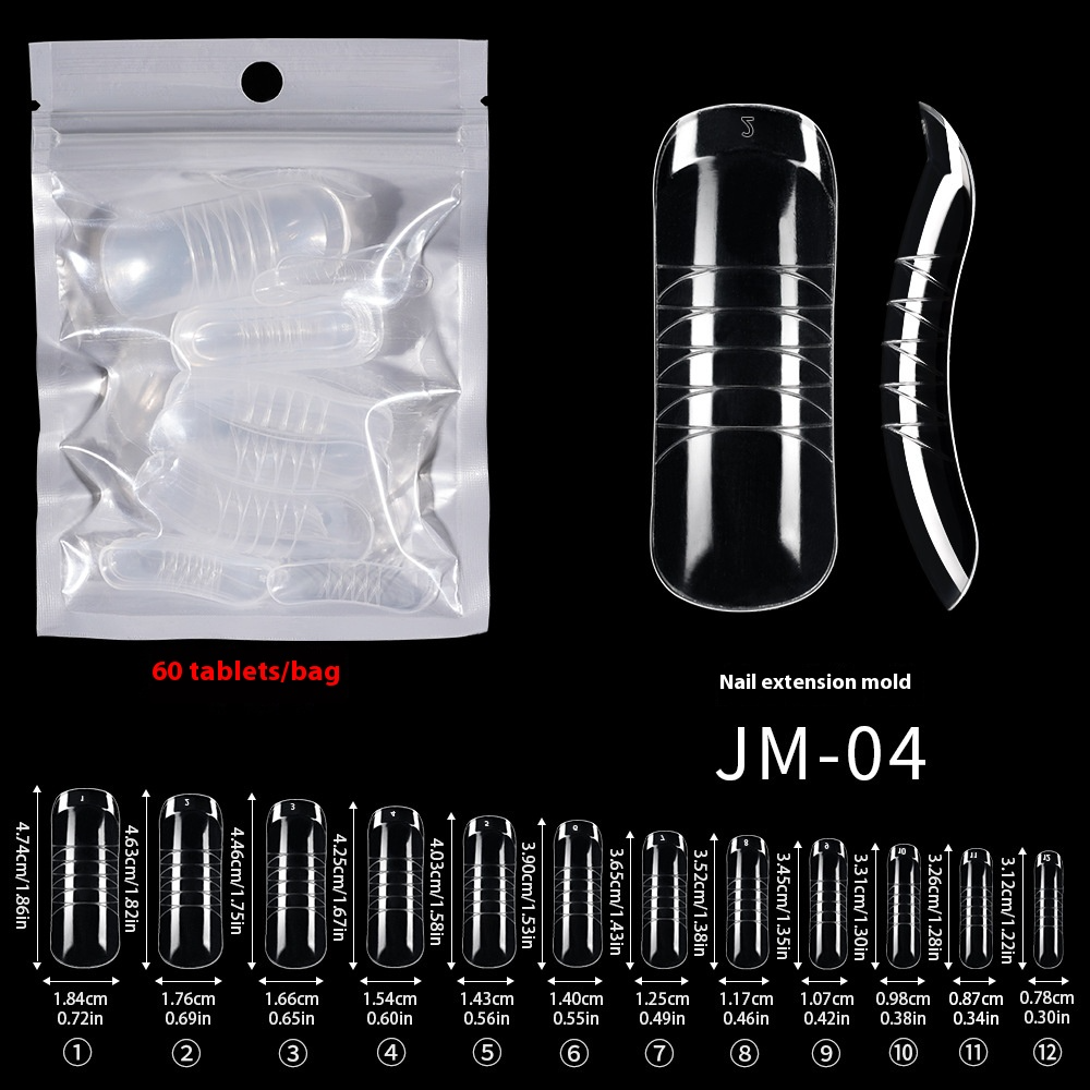 Nail Tips nail mold crystal without paper holder, rapid phototherapy, 60 nail extension tablets, bagged with graduated nail film, wholesale