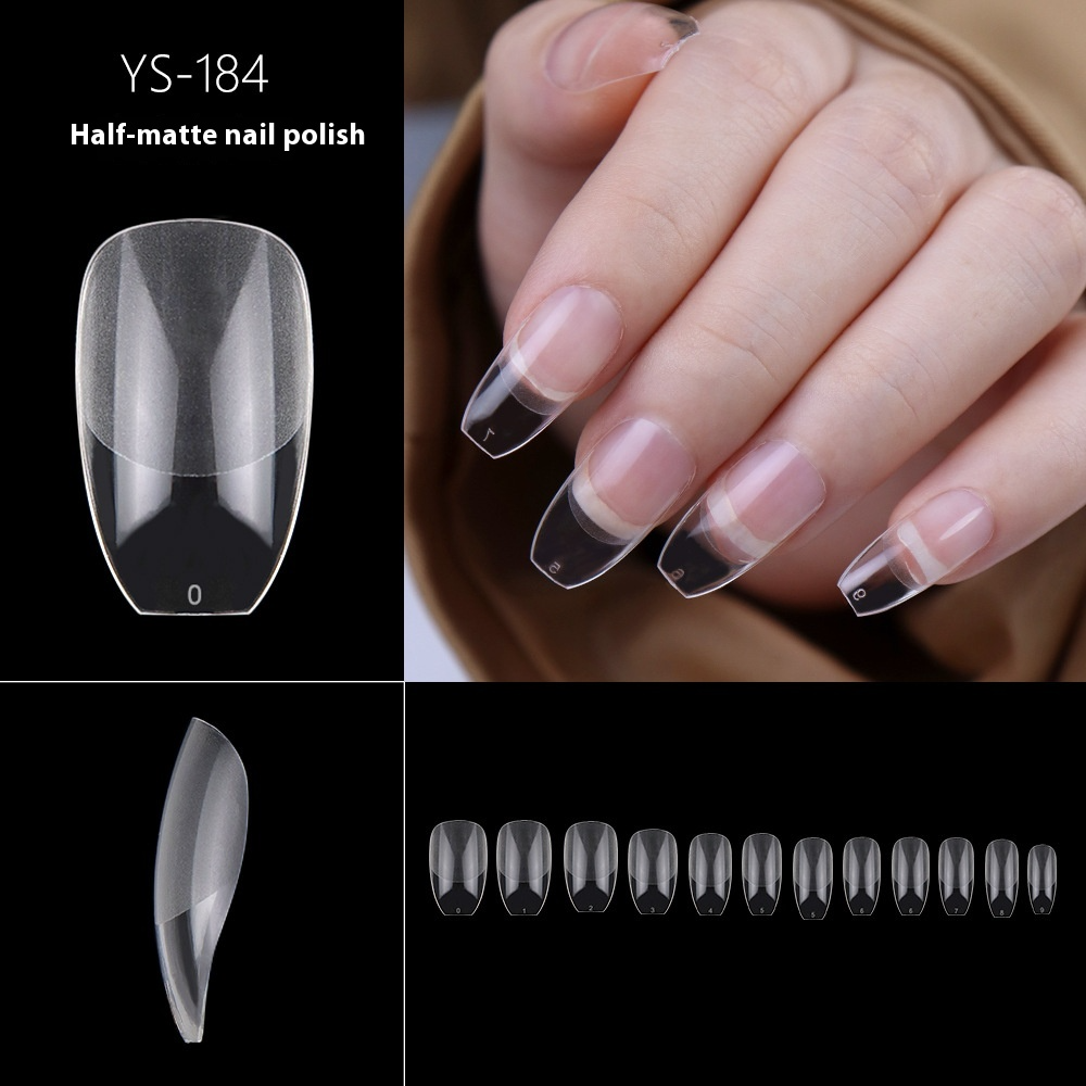 Nail Tips nail piece semi-matte 504 pieces boxed trapezoidal almond fake nail patch transparent and seamless nail art