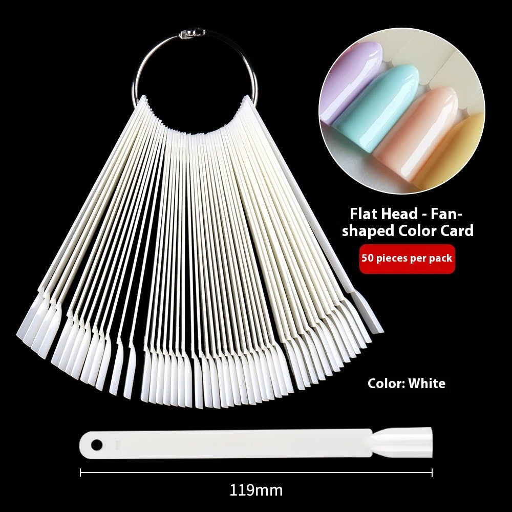 Nail Tips Nail polish practice fan color card, 50 transparent iron ring nail polish color plates in bags for nail salons
