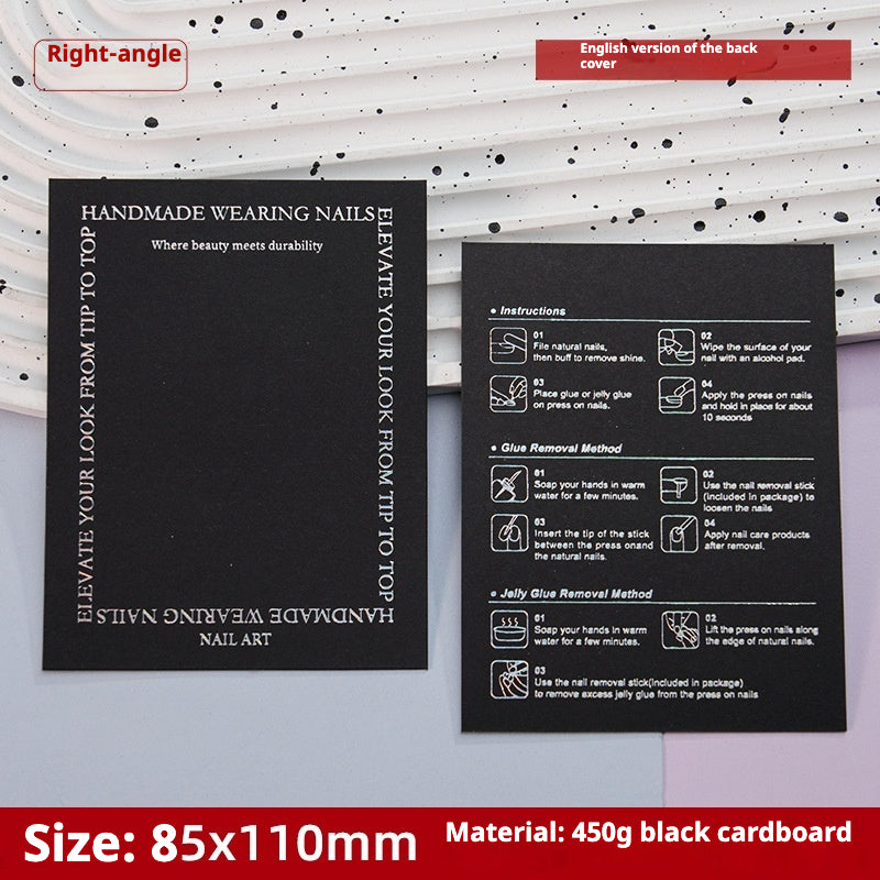 Press-On Nails Instruction Card Black cardboard light luxury y2k wind (MOQ:50 pieces)