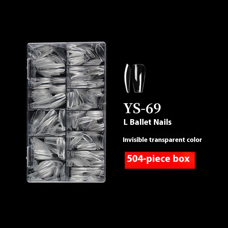 Nail Tips long ballet nail piece, French full sticker ballet fake nail piece, new extended transparent folded seamless ballet nail