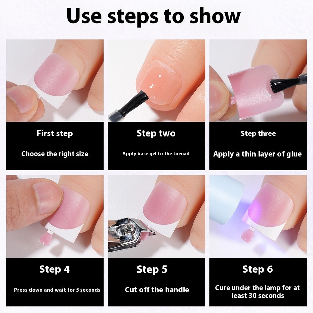 Nail Tips Press-on toenails French Short Foot Nail Nude Traceless Prefabricated Nail Art Detachable Finished Product Patch Fake Nail Film