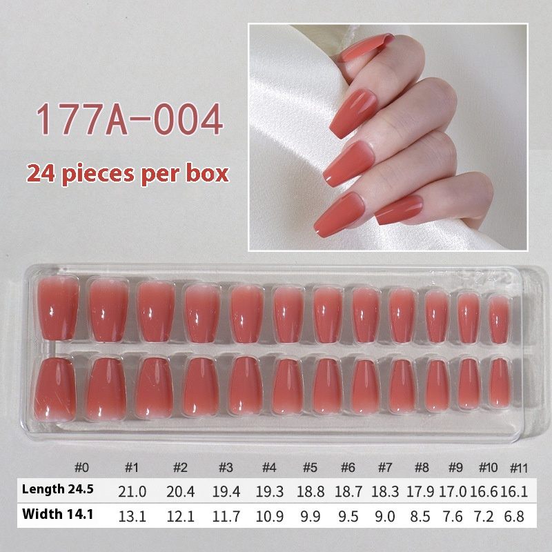 French press on nails 24 pieces Boxed detachable finished product Wearable prefabricated fake nail patch Solid color manicure