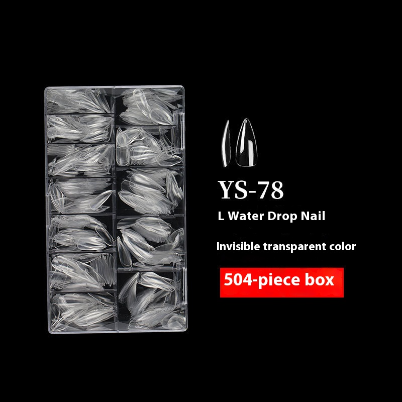 Nail Tips nail pads, long styles, full stickers, transparent pointed pieces, light folds and no marks, water drop nail patches, fake nails wholesale