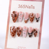 365Nails Nude Cocoa Carved Bow French Press-On Nails