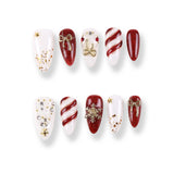 365Nails Glitter Candy Cane Christmas Stiletto Set