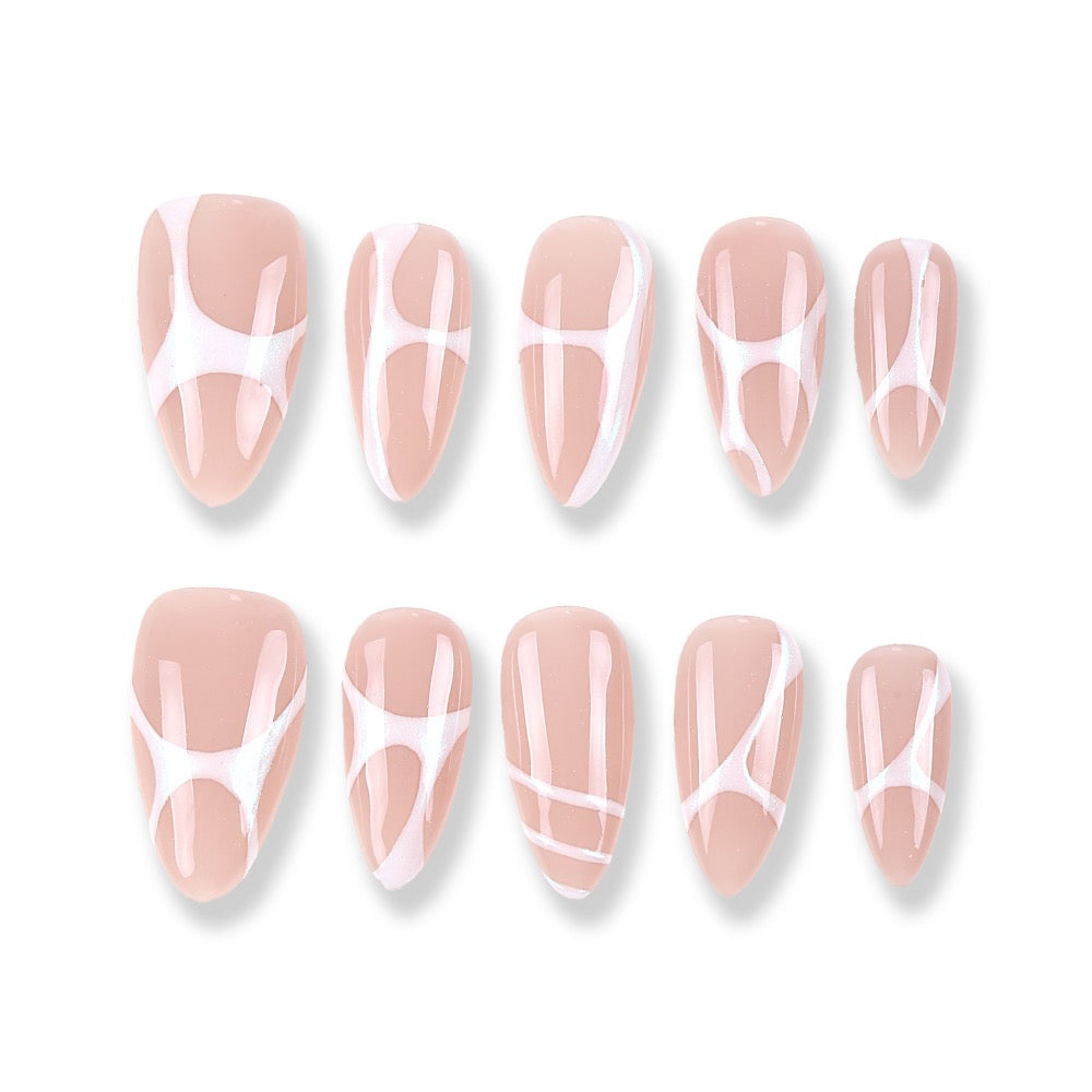 365Nails Negative Space Latte Almond Tips