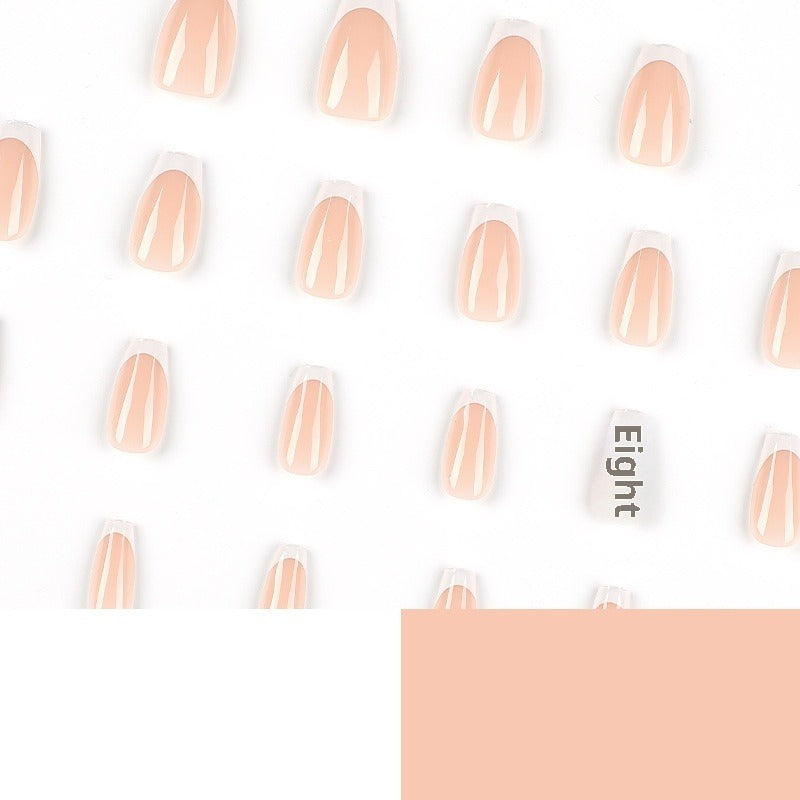 Wear nail short simple nail piece nail art finished French white edge short ballet nail sticker removable nail piece