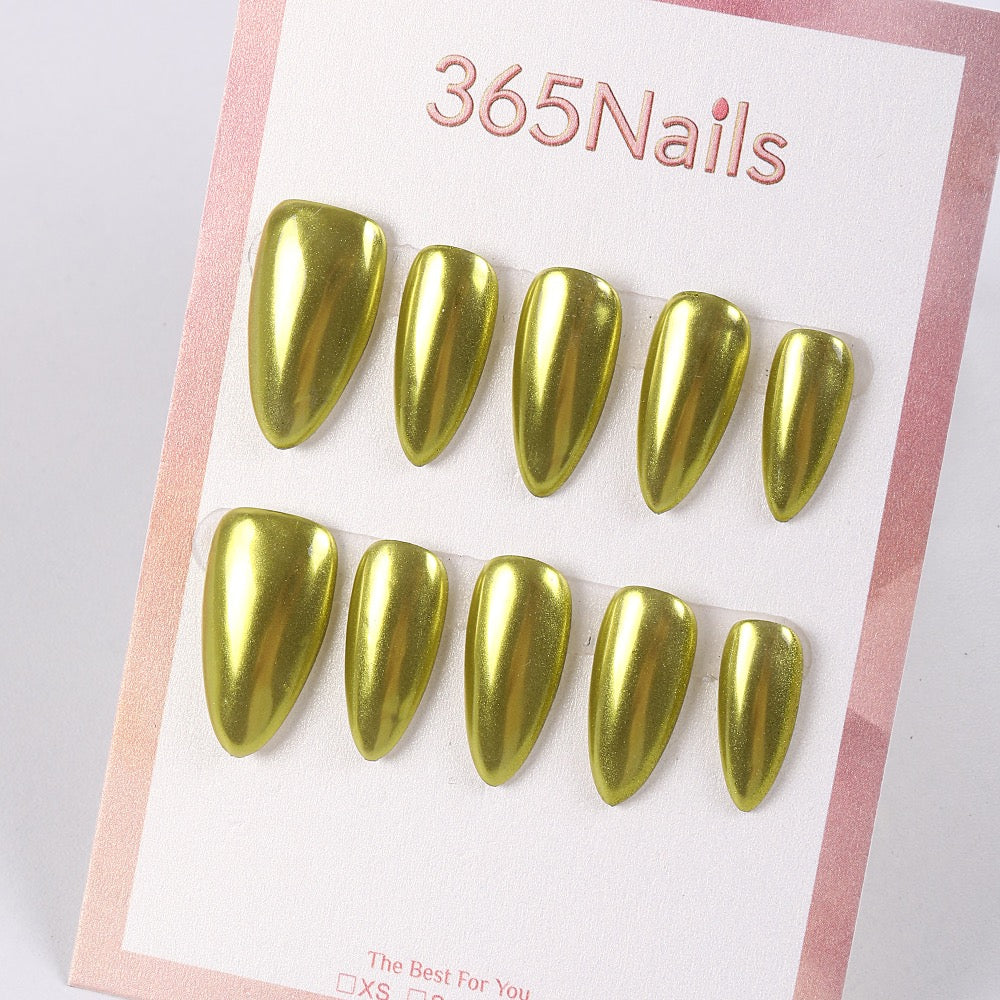 365Nails Liquid Gold Chrome Almond Tips
