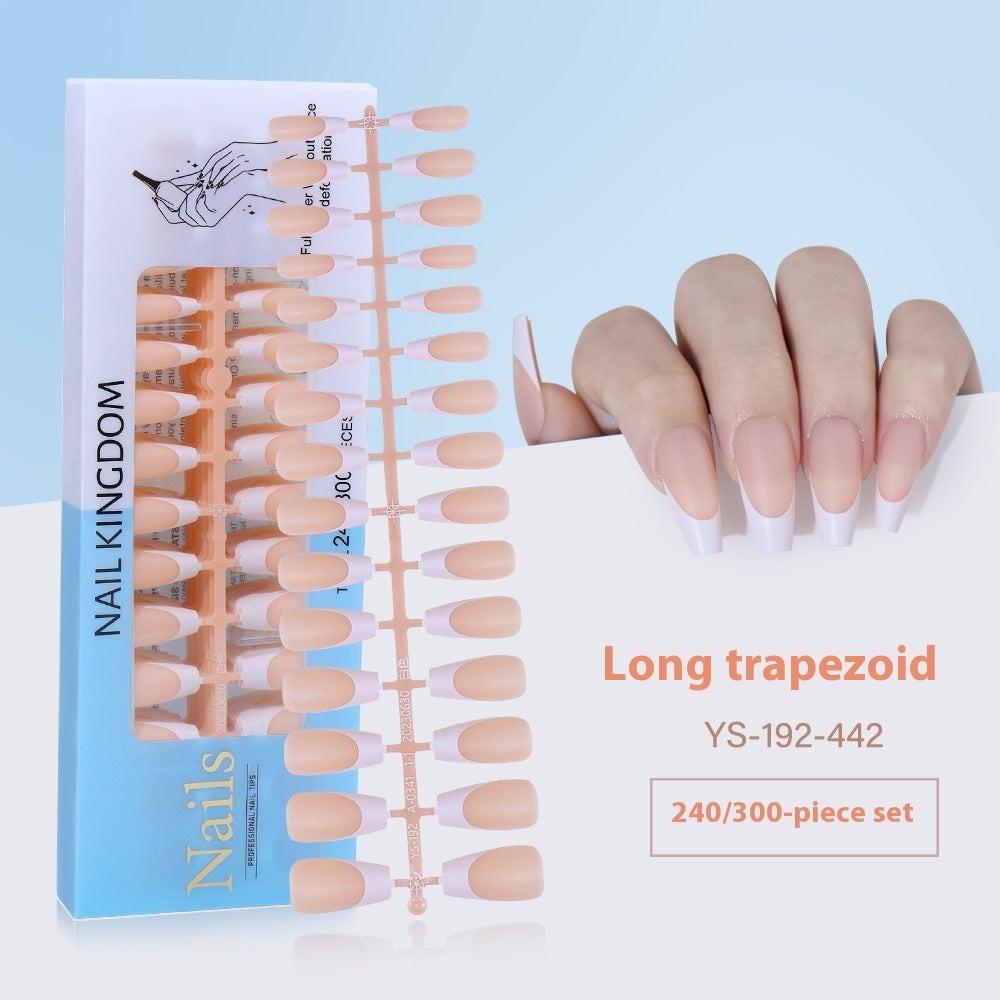 Nail Tips New French press on nails 240 pieces boxed fake nail manicure work in progress matte full sticker French nail piece