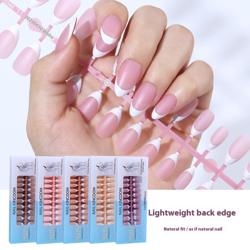 Nail Tips New French press on nails 240 pieces boxed fake nail manicure work in progress matte full sticker French nail piece
