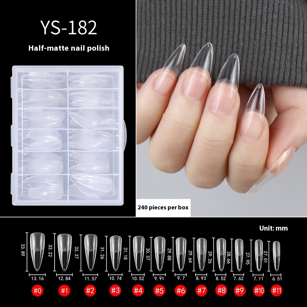 Nail Tips Transparent semi-matte nail art, special nail piece for press on nails piece, no trace 240 pieces, broken piece box, full sticker, matte fake nail.