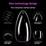 Nail Tips press on nails pads 96 pieces seamless ultra-thin almond fake nail patches removable fully transparent matte extended manicure