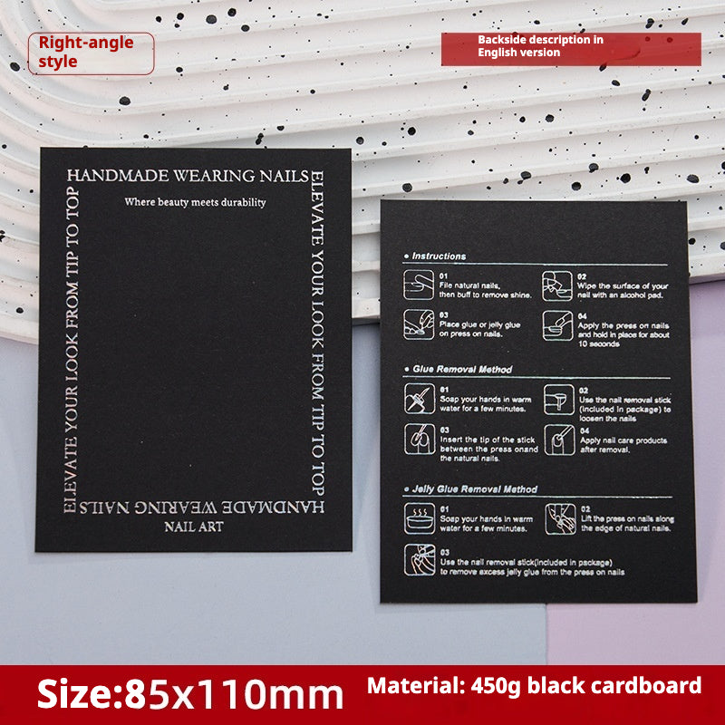 Press-On Nails Instruction Card Black cardboard light luxury y2k wind (MOQ:50 pieces)