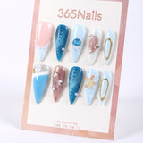 365Nails Sea Breeze Blue & Gold Shell French Press-On Nails