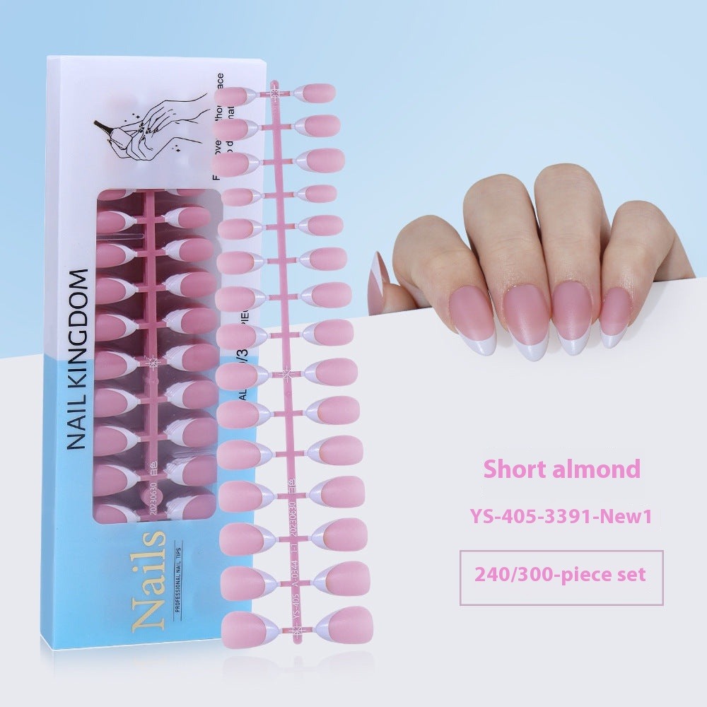 Nail Tips New French press on nails 240 pieces boxed fake nail manicure work in progress matte full sticker French nail piece