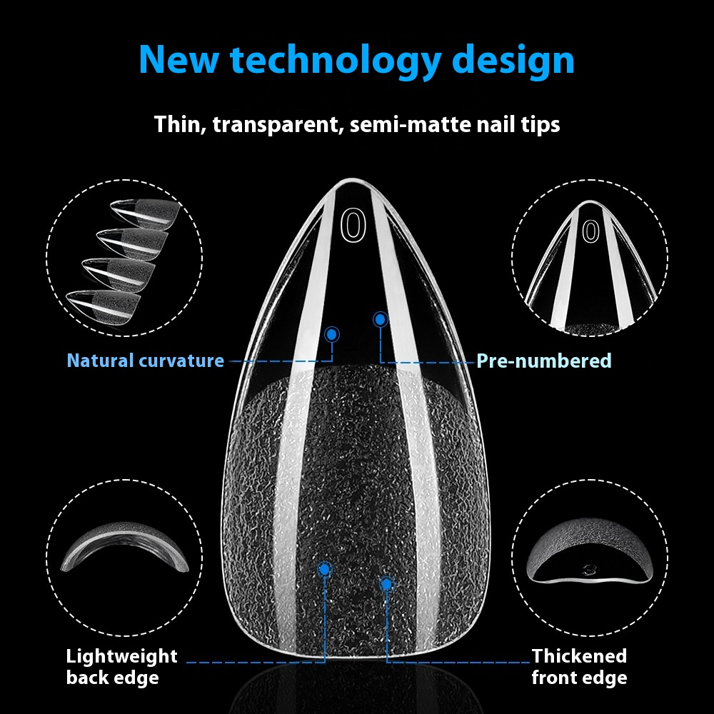 Nail Tips new non-marking semi-matte coarse sand almond short almond nail piece manicure fake nail extension nail piece 120 pieces