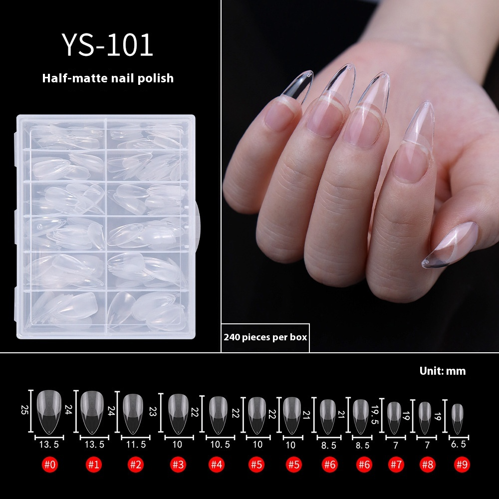 Nail Tips Transparent semi-matte nail art, special nail piece for press on nails piece, no trace 240 pieces, broken piece box, full sticker, matte fake nail.