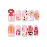 Uñas postizas 365Nails Petal Pop con diseño mixto de leopardo.