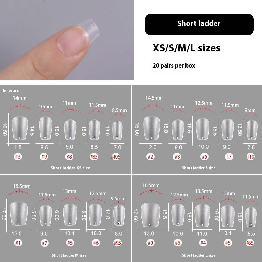 Nail Tips Special nail pads for press on nails, 200 pcs without engraving and grinding, standard size sub-size patch, fake nail manicure.