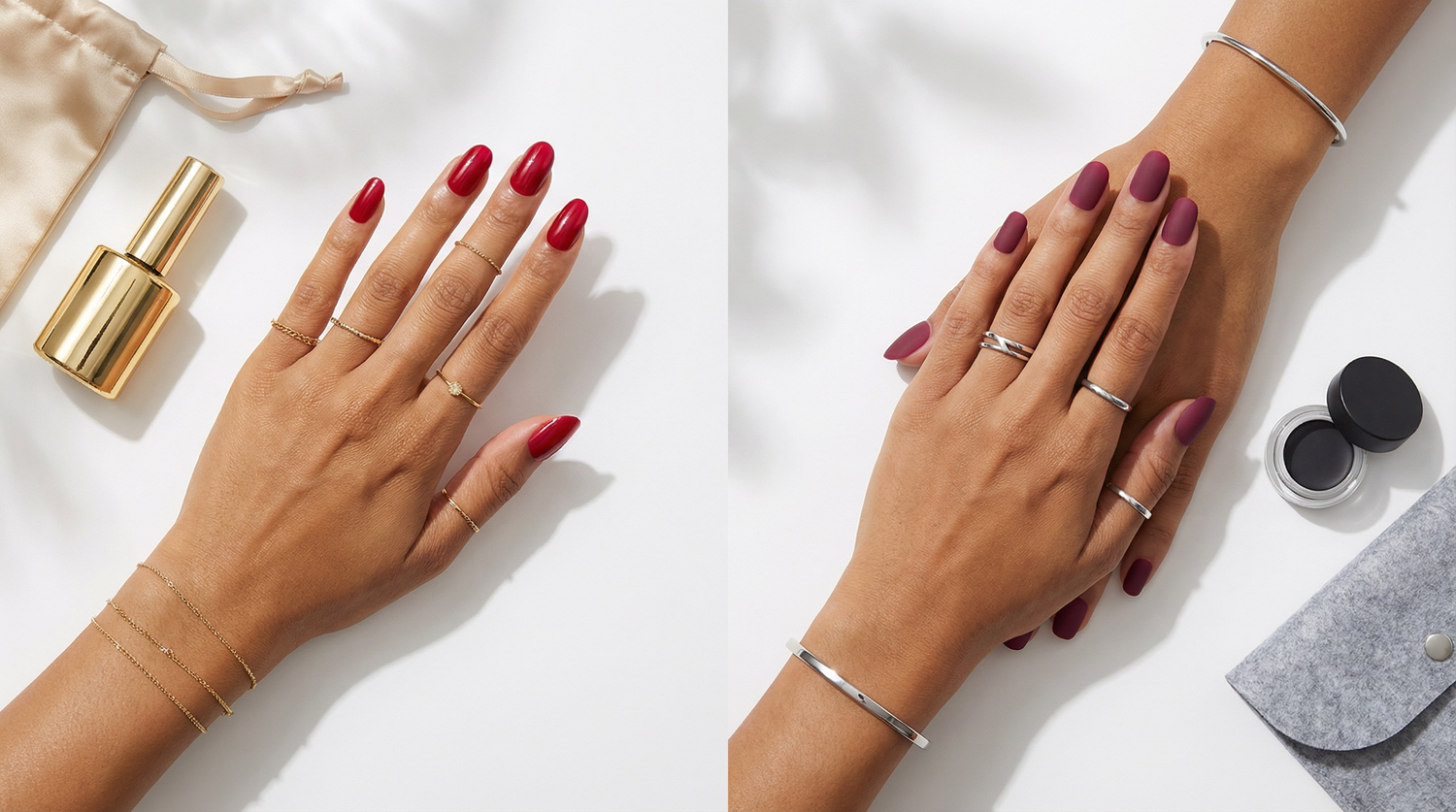 “Shine or Soft?” — Glossy vs. Matte Press-Ons (A Little Style Chat) press-on nail guide from 365nails