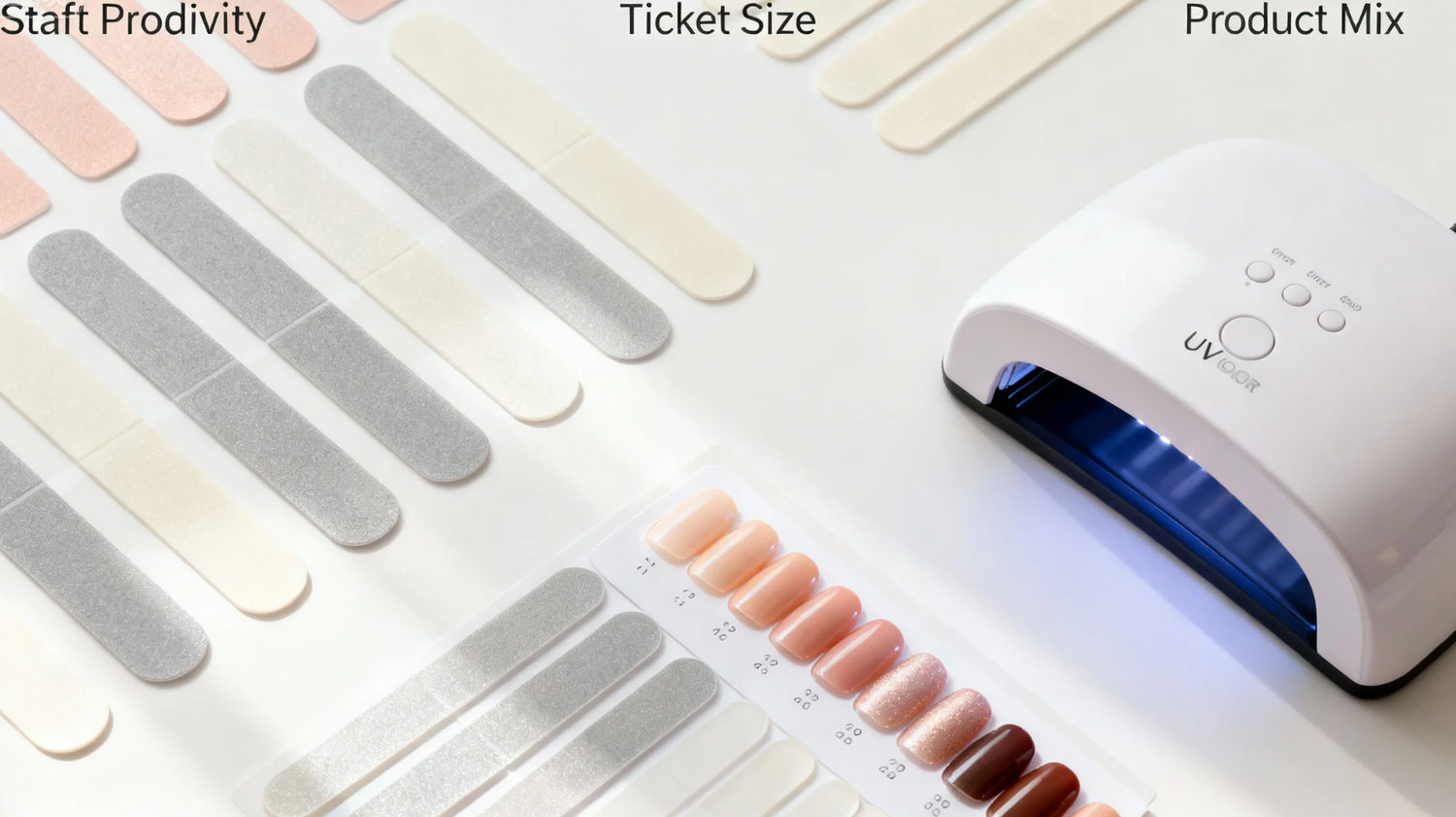Nail Studio Profit Model: Balancing Staff Productivity, Ticket Size, and Product Mix, press-on nail guide from 365nails