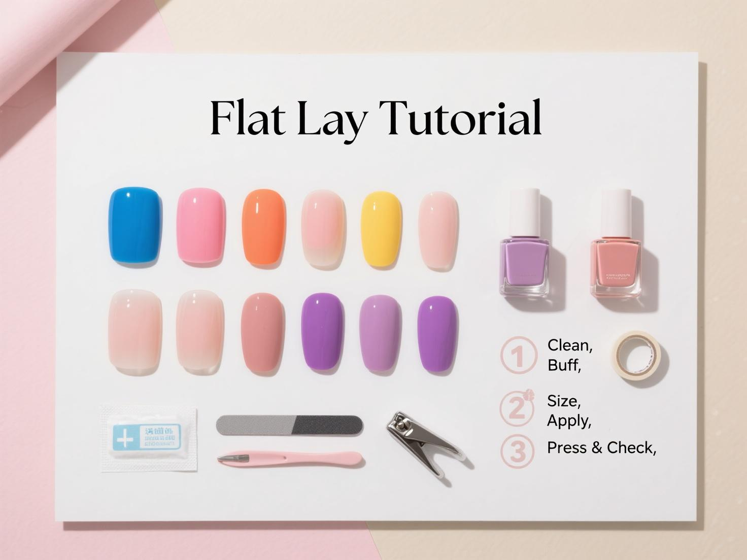 Press-On Nails 101: 5 Steps to a Long-Lasting Hold (Adhesive Tabs vs Nail Glue) press-on nail guide from 365nails