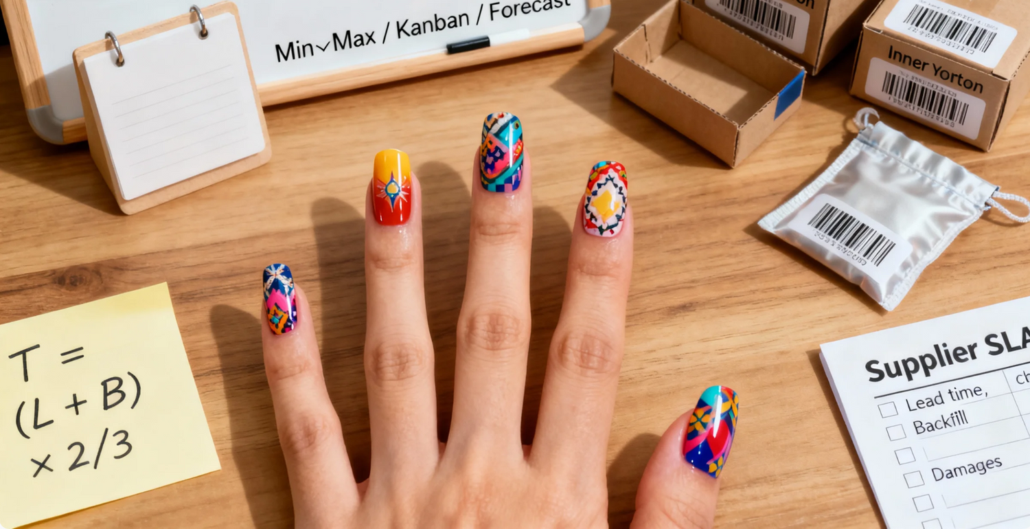 Lean Inventory for Small Buyers: Restock Cadence and Packaging Choices press-on nail guide from 365nails