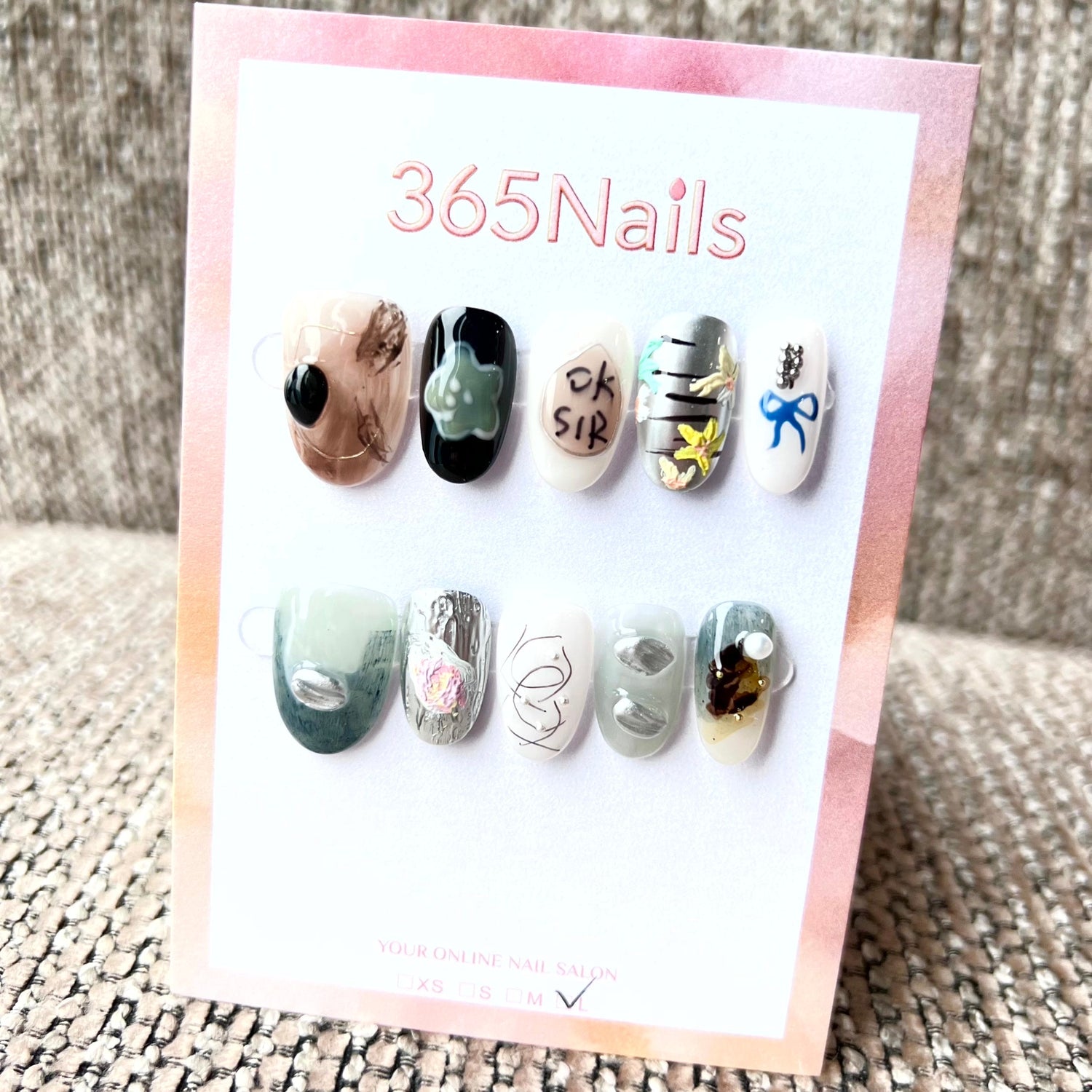 365nails: "Mixed Media Playful Hand-painted" – handmade press-on nail press-on nail design from 365nails