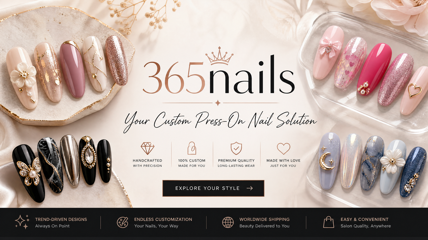 365nails Customization Service Guide | One-Stop Custom Press-On Nails (Handmade&Machine-Made) press-on nail guide from 365nails
