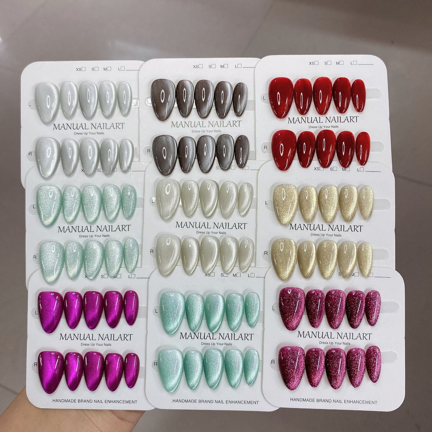 Galaxy velvet magnetic cat-eye press-on nails sample for custom ODM planning
