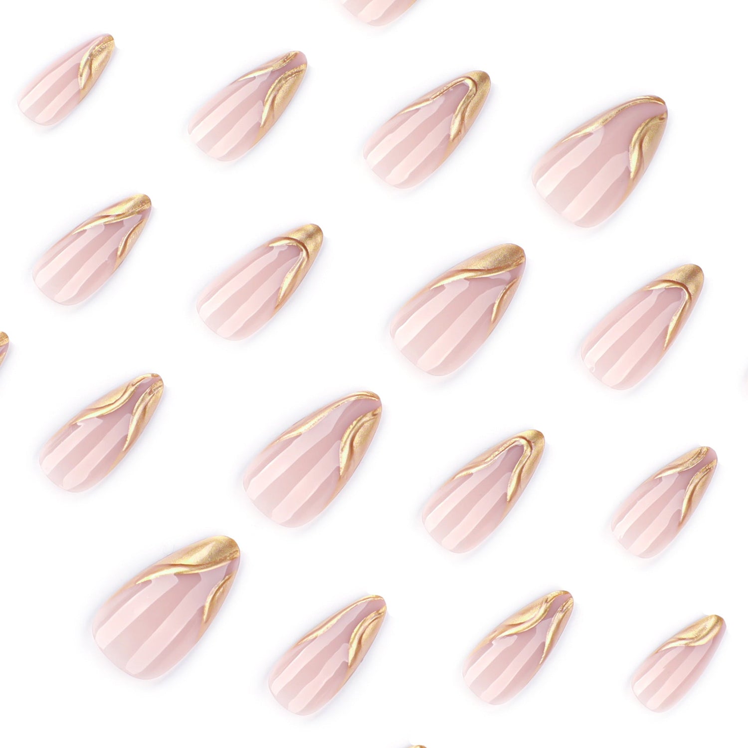 3D bronzing short almond press on nails