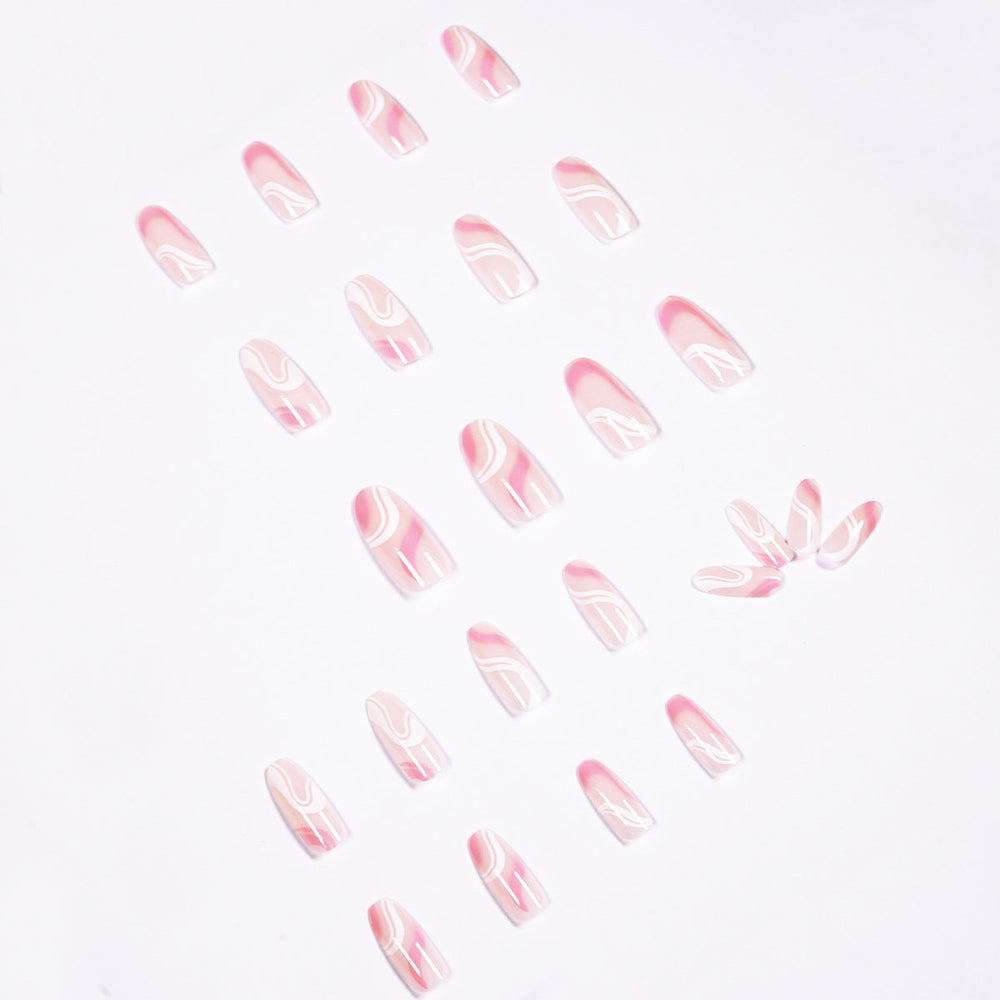 Pop Series Simple Pink White Press on  Finished Fake Nail Nail  Nail  Removable Nail｜365nails
