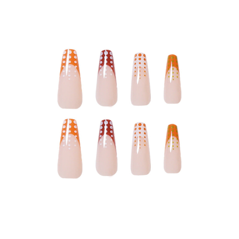French manicure coffee color matching false nail polka dot series  false nail  direct supply｜365nails