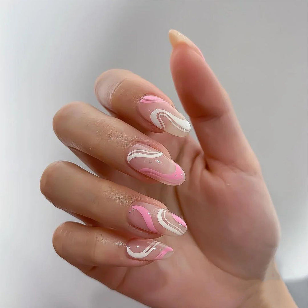 Pop Series Simple Pink White Press on  Finished Fake Nail Nail  Nail  Removable Nail｜365nails