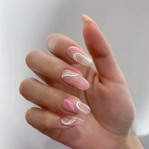 Pop Series Simple Pink White Press on  Finished Fake Nail Nail  Nail  Removable Nail｜365nails