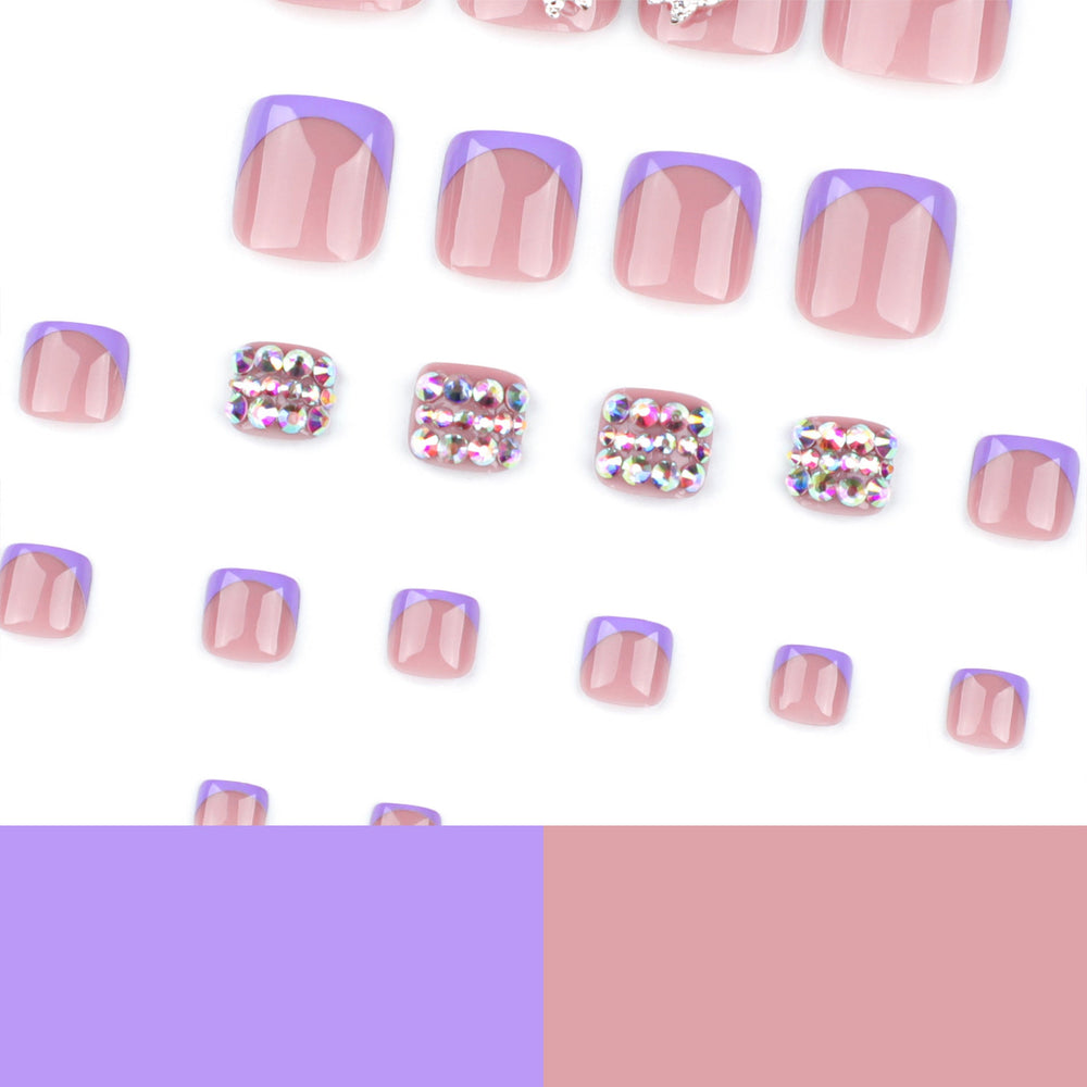 French purple feet wear nail flash diamond colored diamond flash manicure nail patch point drill butterfly toenail piece｜365nails
