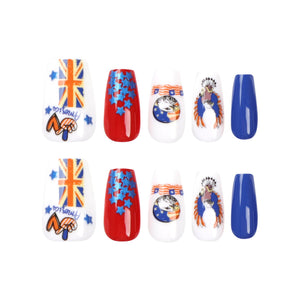 Independence Day Ballet Nail Art Nail Wear Removable Nail Sheet  Foreign Trade False Nail Sheet Finished Product Wholesale｜365nails