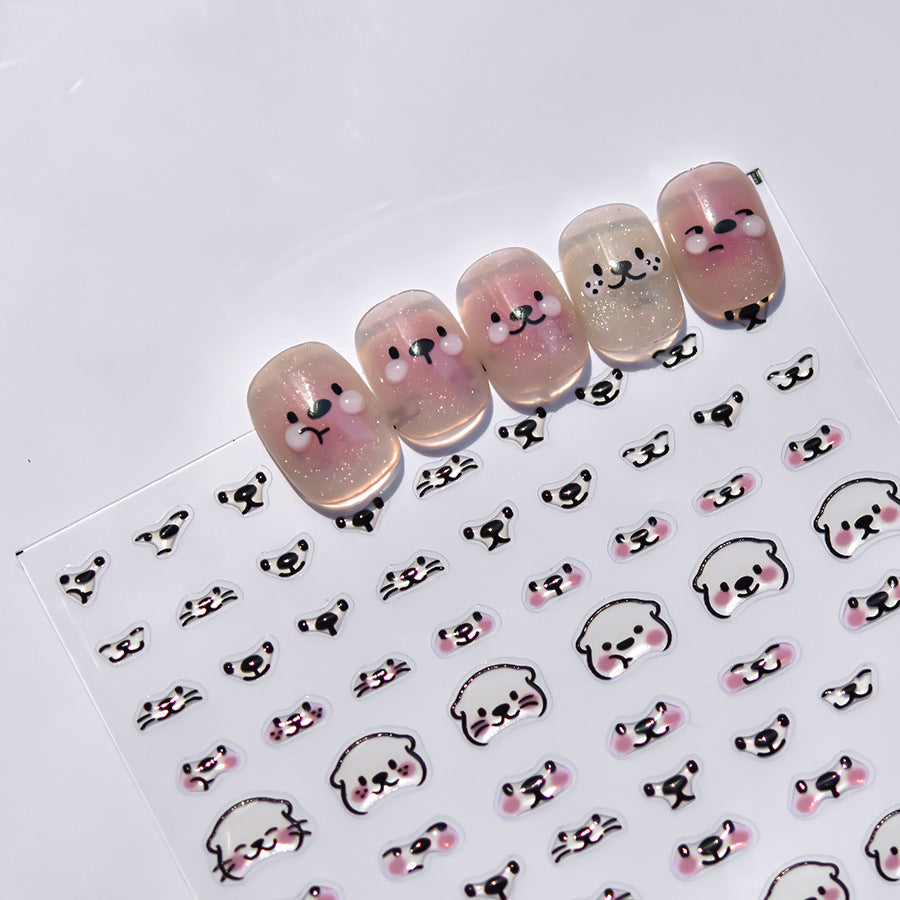 Cute puppy and bear face press-on nails set being tested for dropshipping quality and consistency